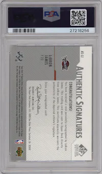 LeBron James from the 2003-04 SP Signature Edition set graded by PSA and given an overall grade of 10.