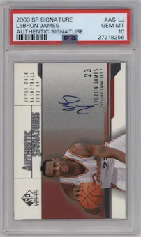 LeBron James from the 2003-04 SP Signature Edition set graded by PSA and given an overall grade of 10.