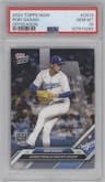 Roki Sasaki from the 2024-25 Topps Now Off-Season set graded by PSA and given an overall grade of 10.