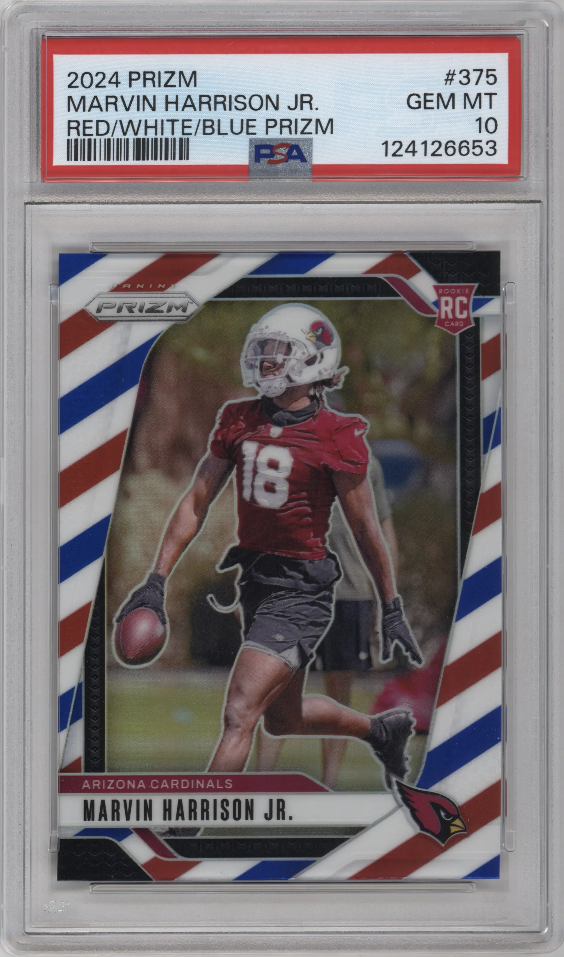 2024 Panini Prizm Marvin Harrison Jr. Red White Blue Prizm #375 PSA 10