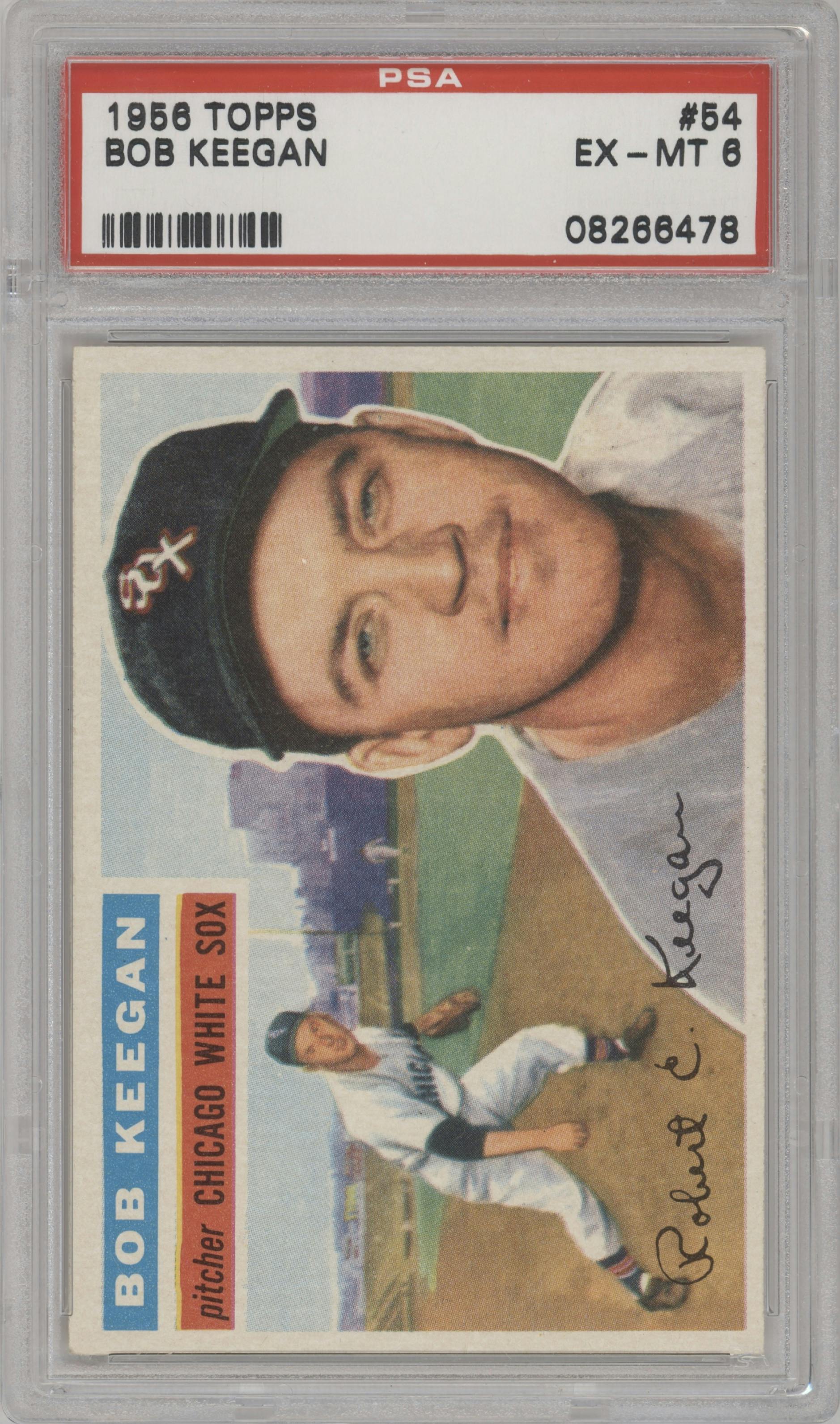 Bob Keegan from the 1956 Topps set graded by PSA and given an overall grade of 6.