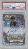 Paul Skenes from the 2024 Bowman's Best set featuring a Mini-Diamond Refractors parallel graded by PSA and given an overall grade of 10.