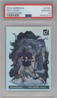 Ray Lewis from the 2022 Panini Donruss set graded by PSA and given an overall grade of 10.