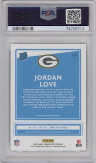 Jordan Love from the 2020 Panini Donruss Optic set graded by PSA and given an overall grade of 10.