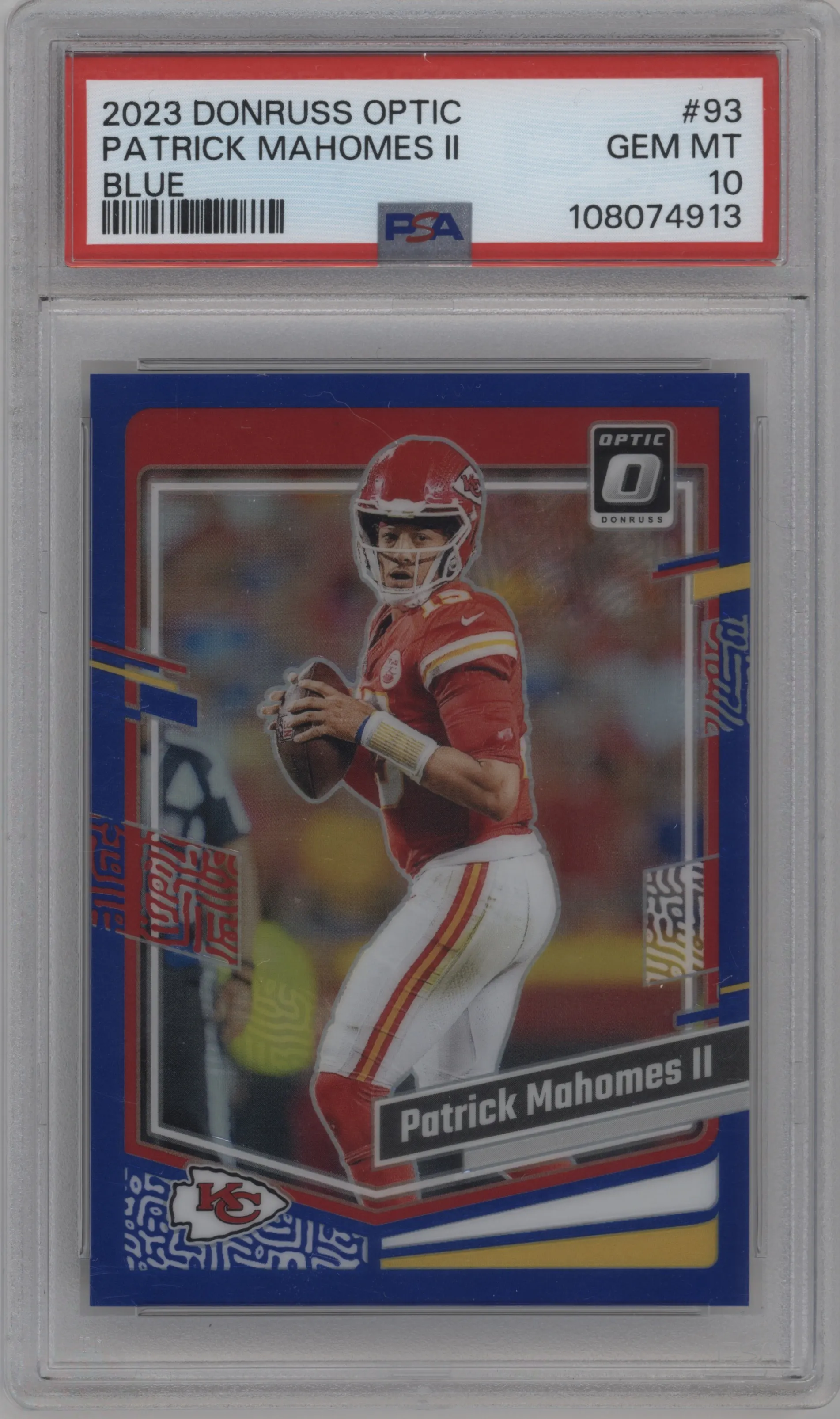2023 Donruss Optic Patrick Mahomes II Blue #93 PSA 10