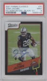 Josh Jacobs from the 2021 Panini Classics set featuring a Black parallel graded by PSA and given an overall grade of 9.
