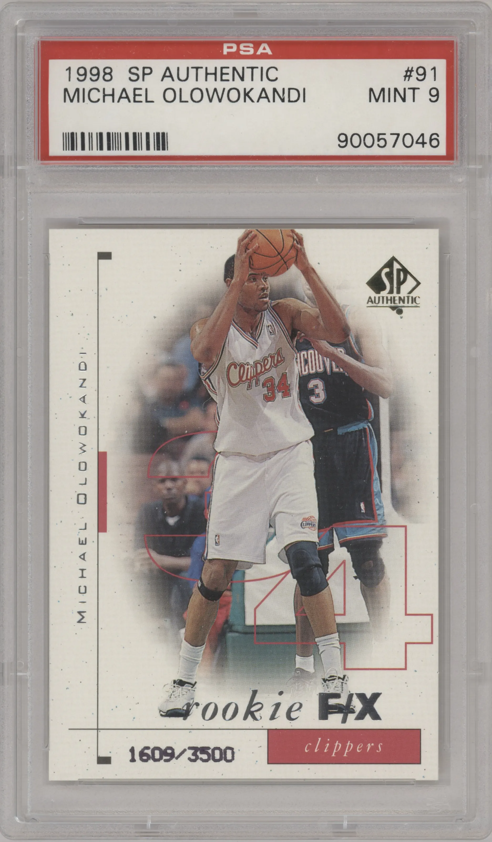 1998 SP Authentic Rookie F/X Michael Olowokandi PSA 9