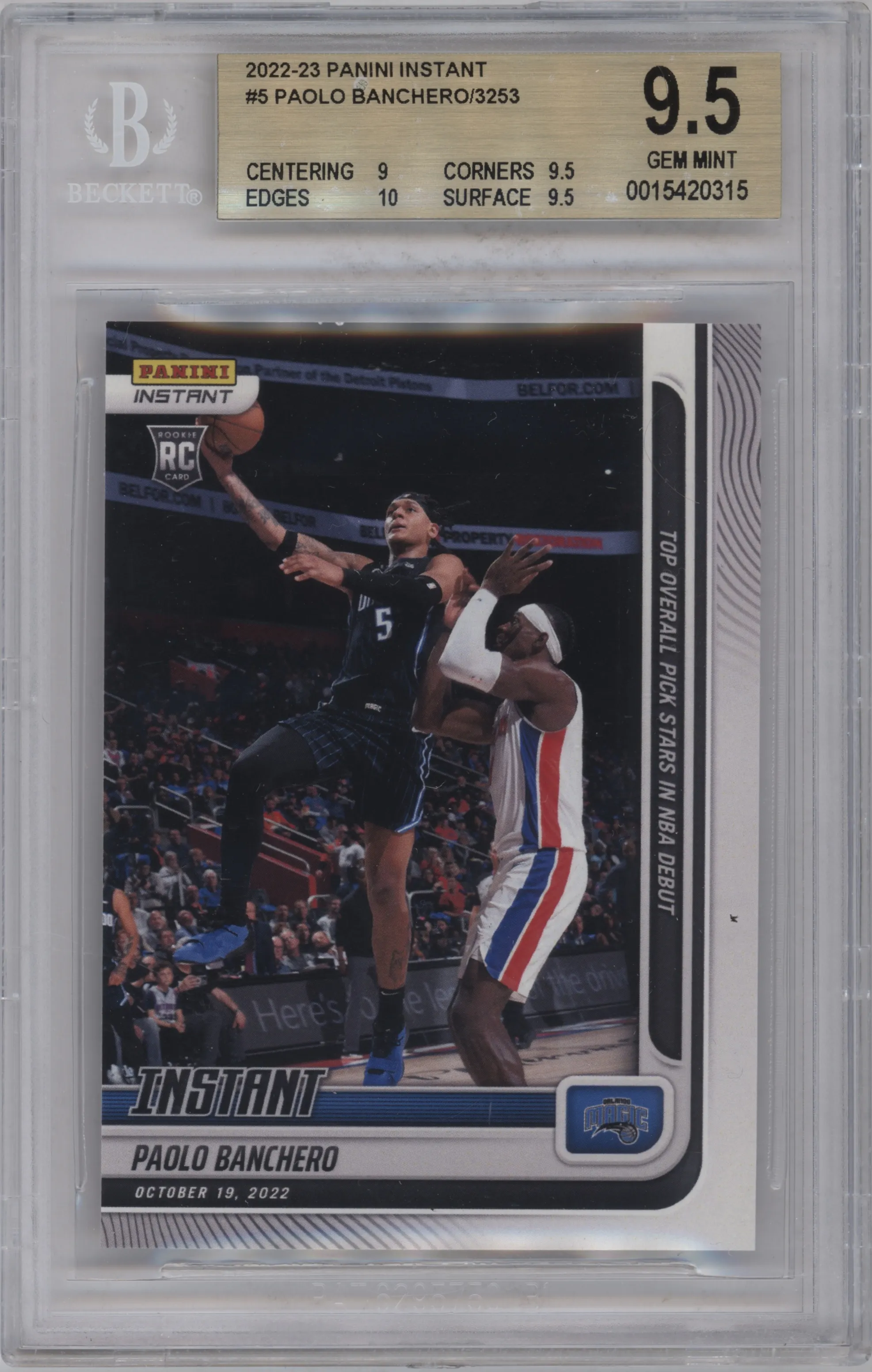 2022 Panini Instant Paolo Banchero BGS 9.5