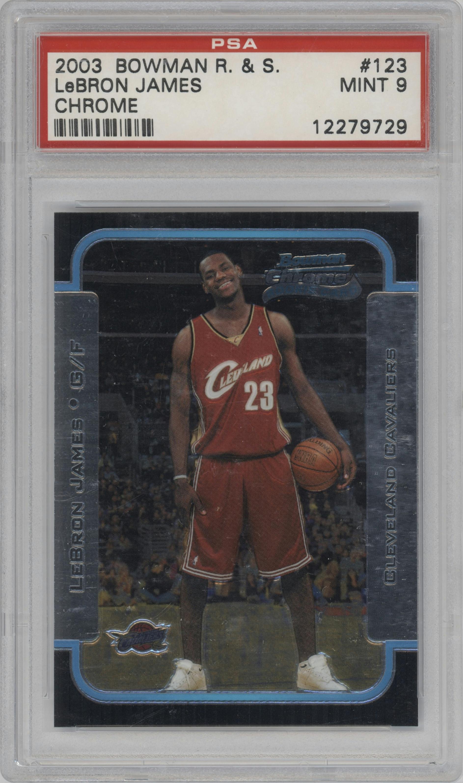 LeBron James from the 2003-04 Bowman set graded by PSA and given an overall grade of 9.