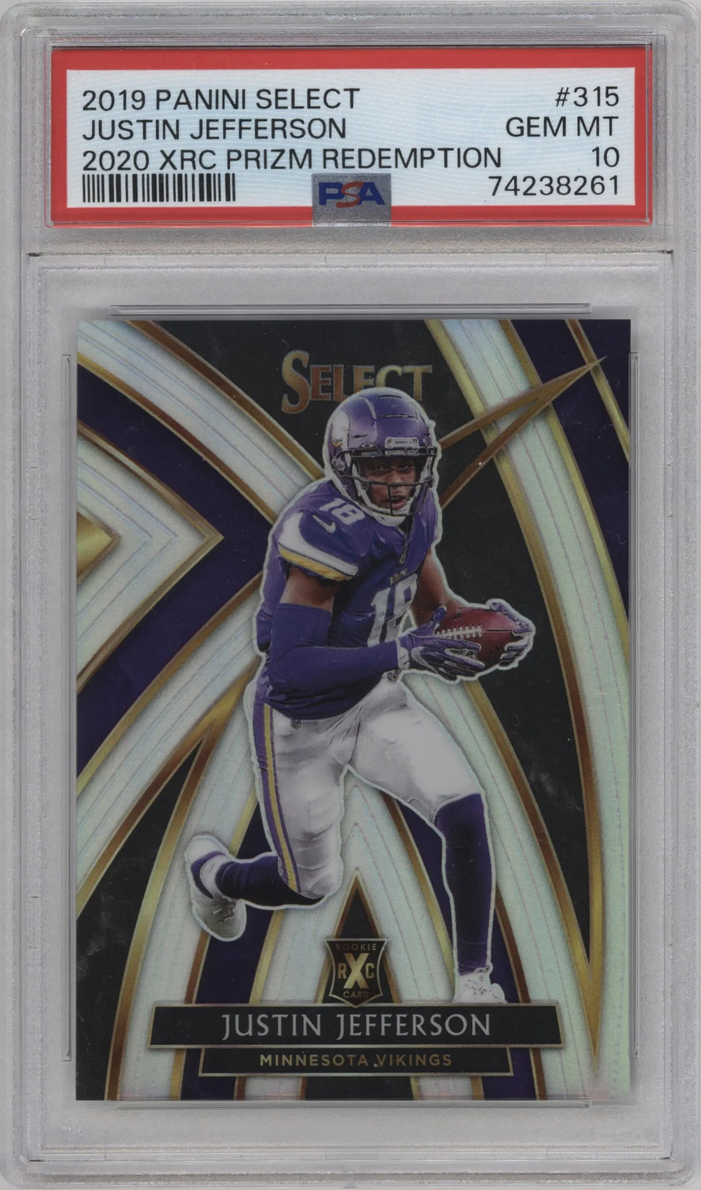 2019 Panini Select 2020 XRC Rdmptn. Justin Jefferson #315 PSA 10