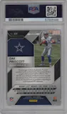 Dak Prescott from the 2016 Panini Prizm set featuring a Green Power Prizm parallel graded by PSA and given an overall grade of 9.