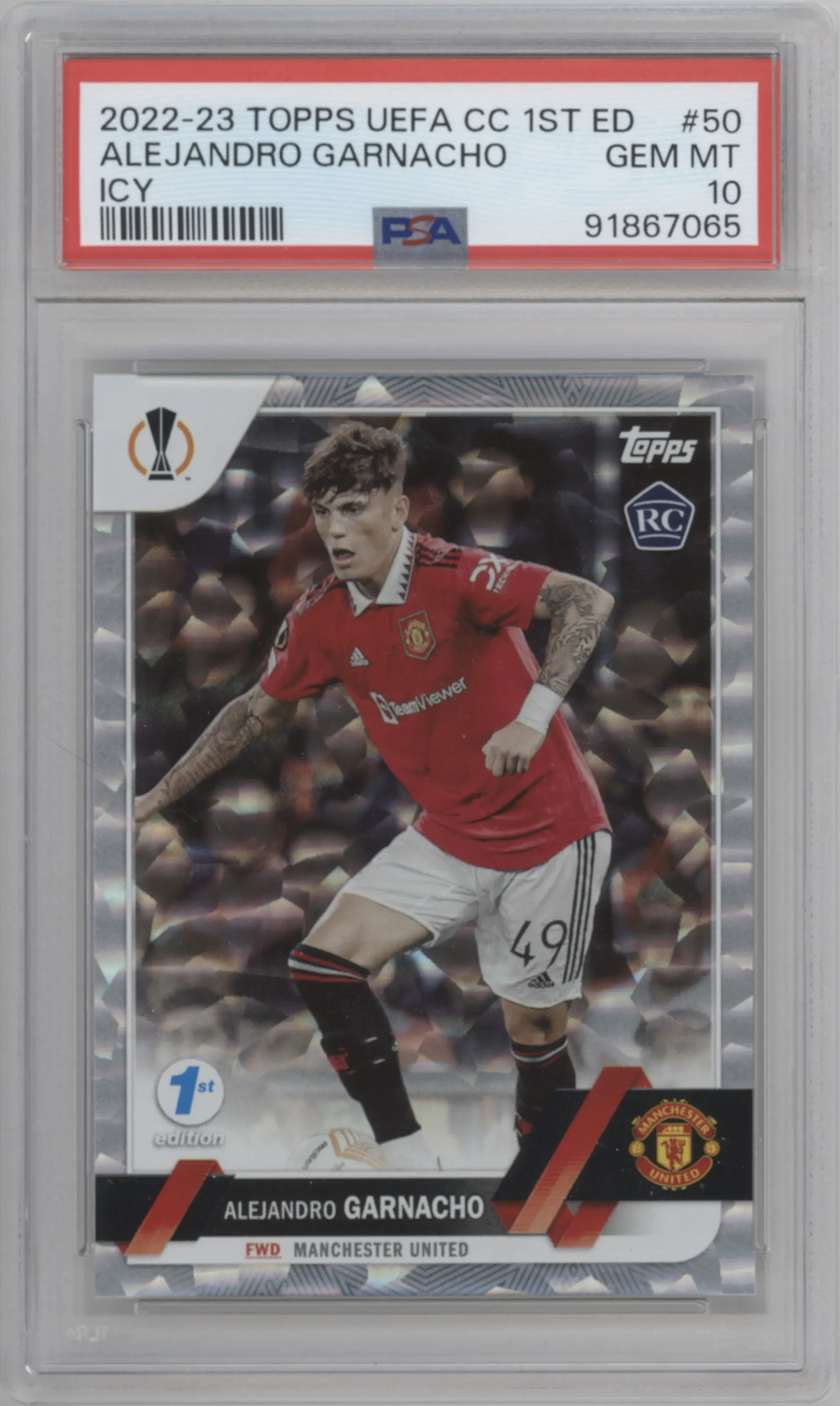 2022 Topps UEFA Club Competitions 1st Edition Alejandro Garnacho Icy #50 PSA 10