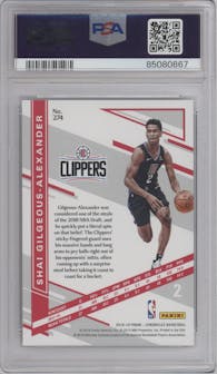 Shai Gilgeous-Alexander from the 2018-19 Panini Chronicles set featuring a Red parallel graded by PSA and given an overall grade of 10.
