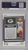 Jordan Love from the 2022 Panini Score set featuring a Lava parallel graded by PSA and given an overall grade of 10.