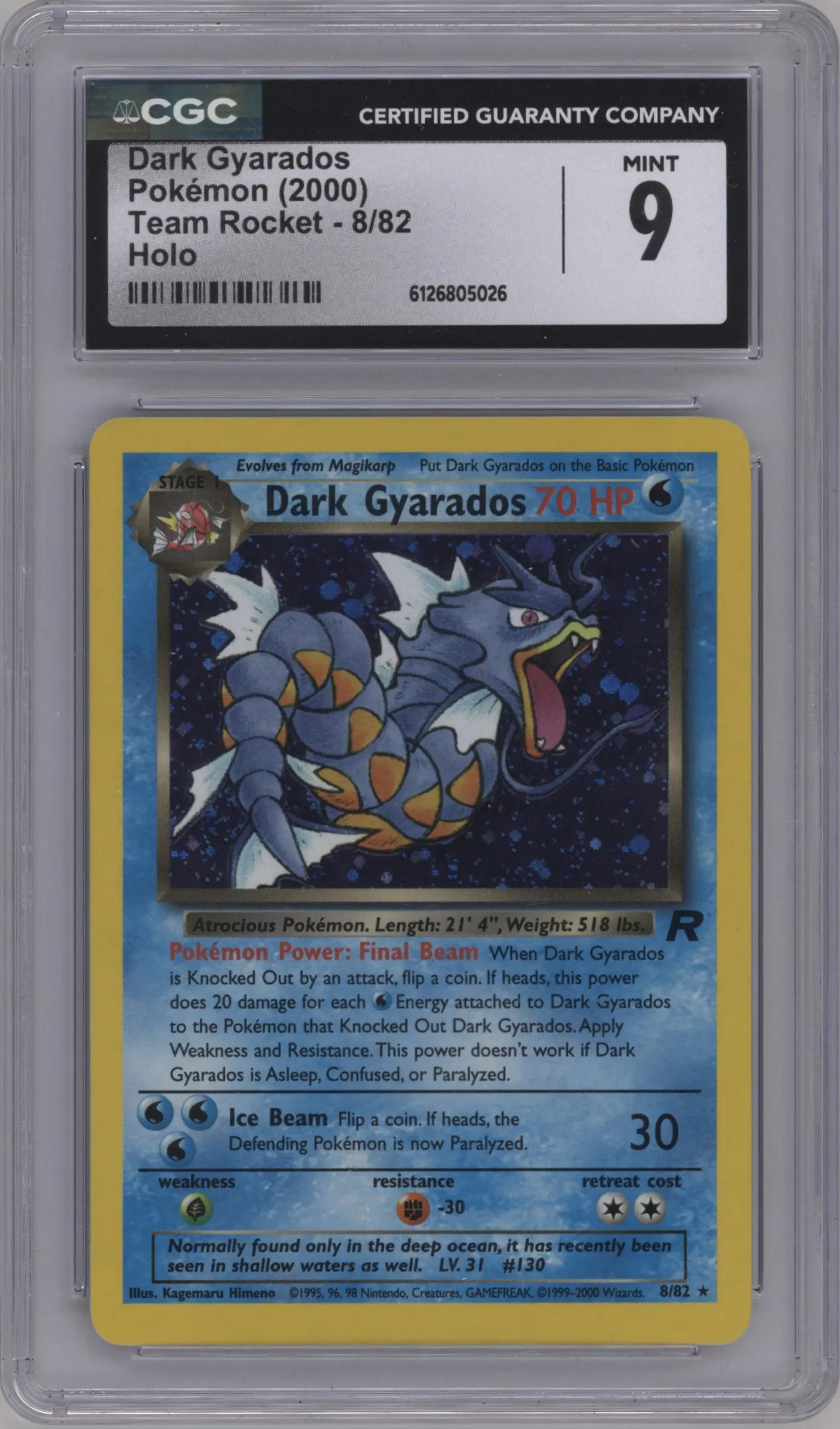 2000 Pokemon Team Rocket Dark Gyarados #8 CGC 9