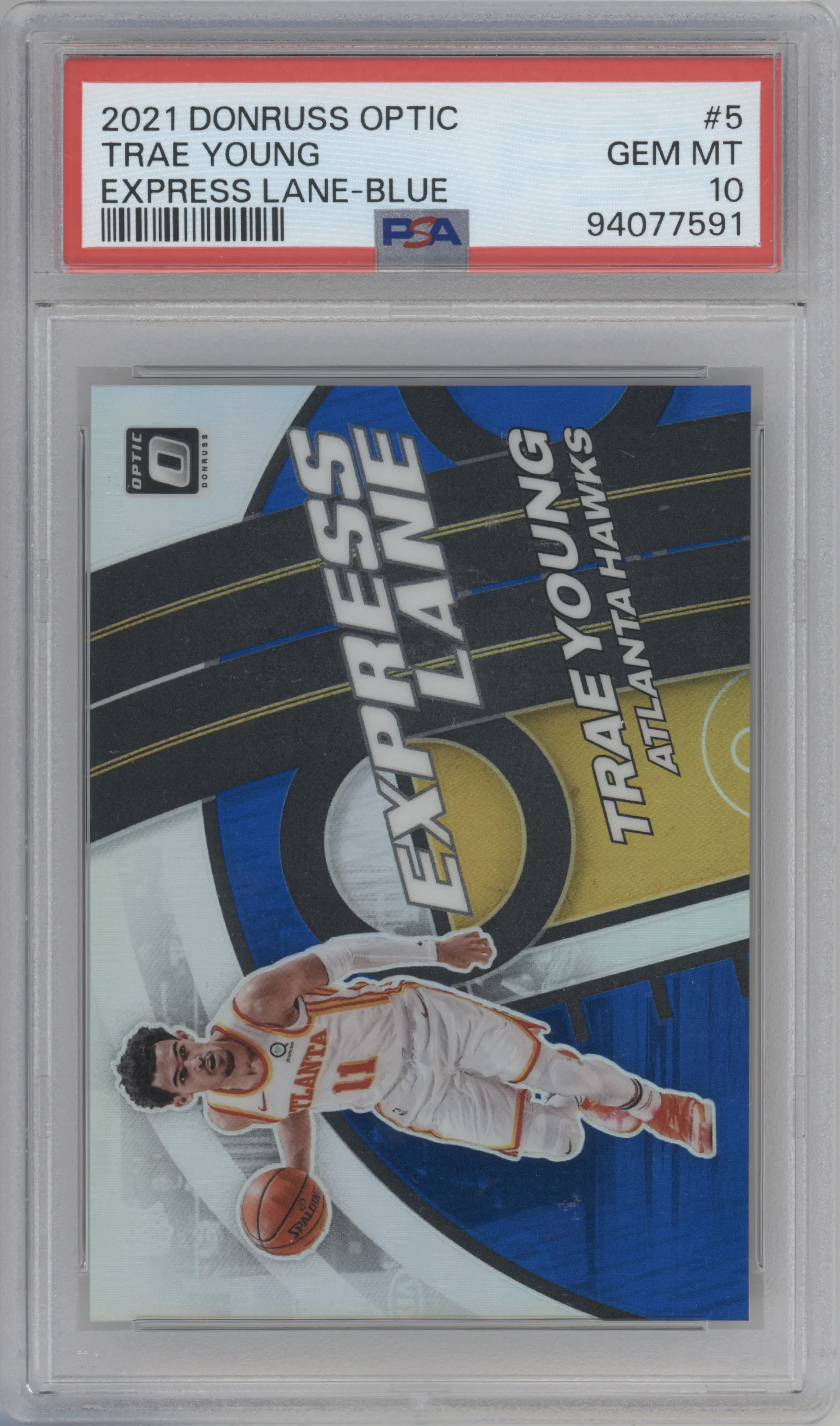 2021 Panini Donruss Optic Express Lane Trae Young Blue PSA 10