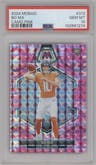 Bo Nix from the 2024 Panini Mosaic set featuring a Pink Camo parallel graded by PSA and given an overall grade of 10.