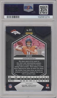 Bo Nix from the 2024 Panini Mosaic set featuring a Pink Camo parallel graded by PSA and given an overall grade of 10.