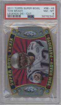 Tom Brady from the 2011 Topps set graded by PSA and given an overall grade of 8.