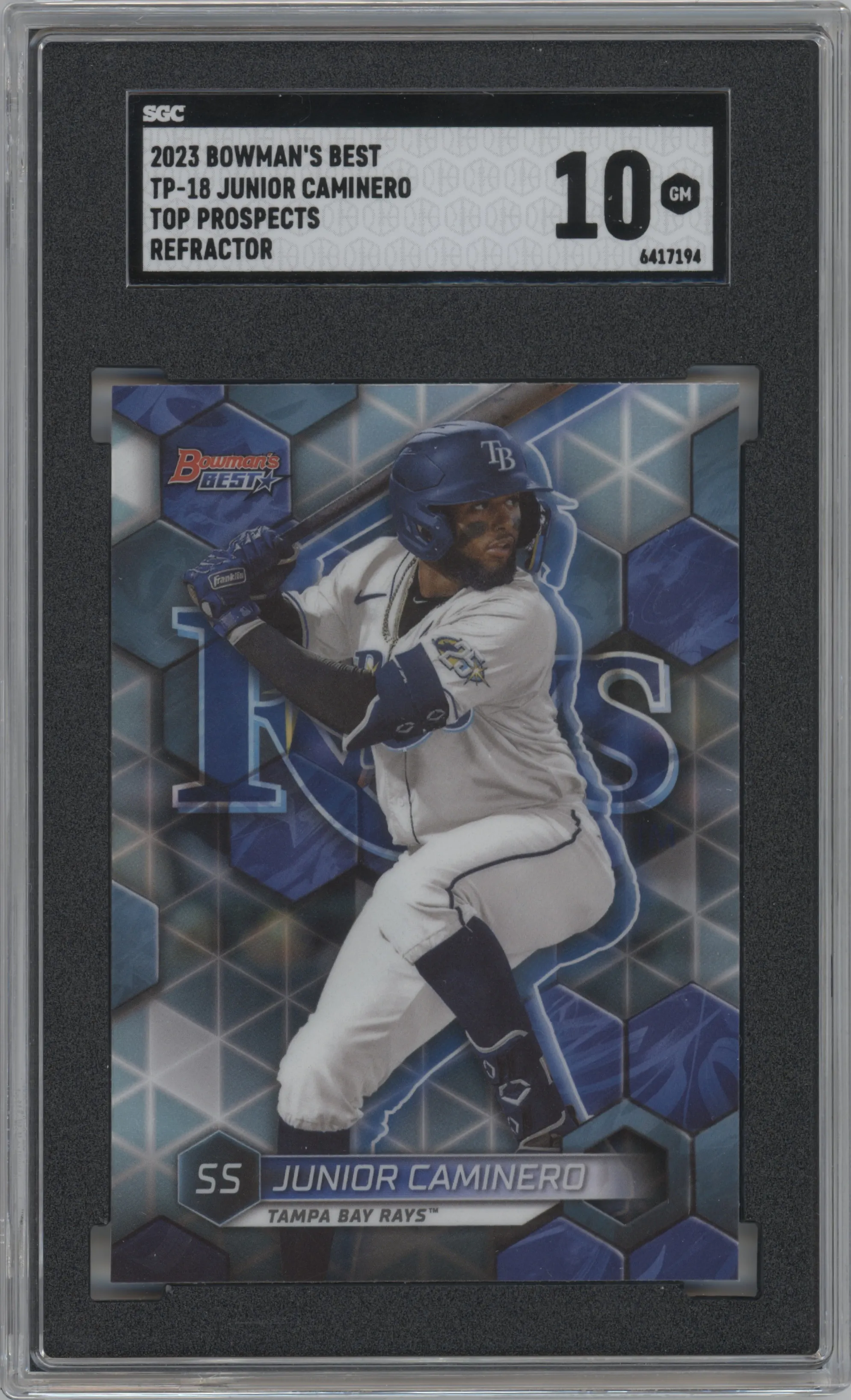 2023 Bowman's Best Top Prospect Junior Caminero Refractor #TP-18 SGC 10