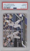 Aaron Judge/Shohei Ohtani  from the 2024-25 Topps Now Off-Season set graded by PSA and given an overall grade of 10.