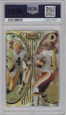 Brett Favre / Gus Frerotte/John Elway/Mark Brunell from the 1997 Bowman's Best set featuring a Refractor parallel graded by PSA and given an overall grade of 9.