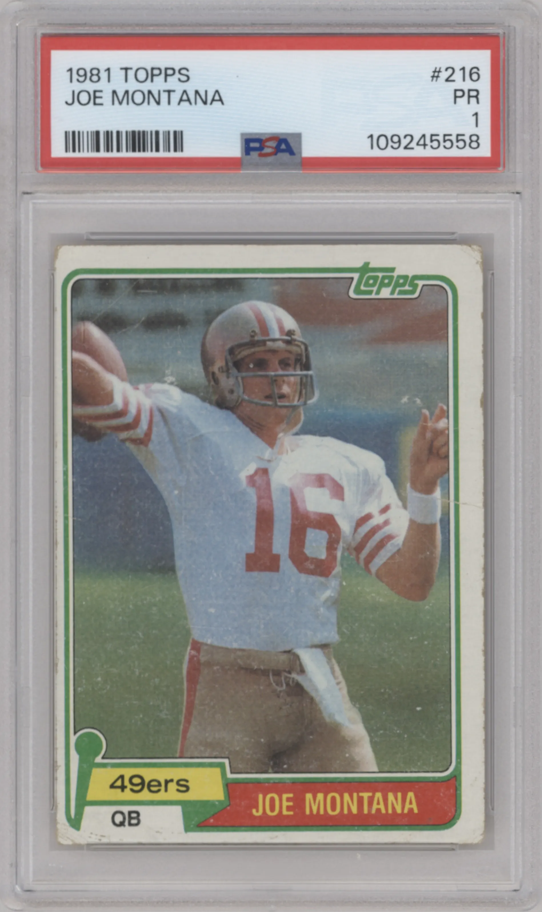 1981 Topps Joe Montana PSA 1