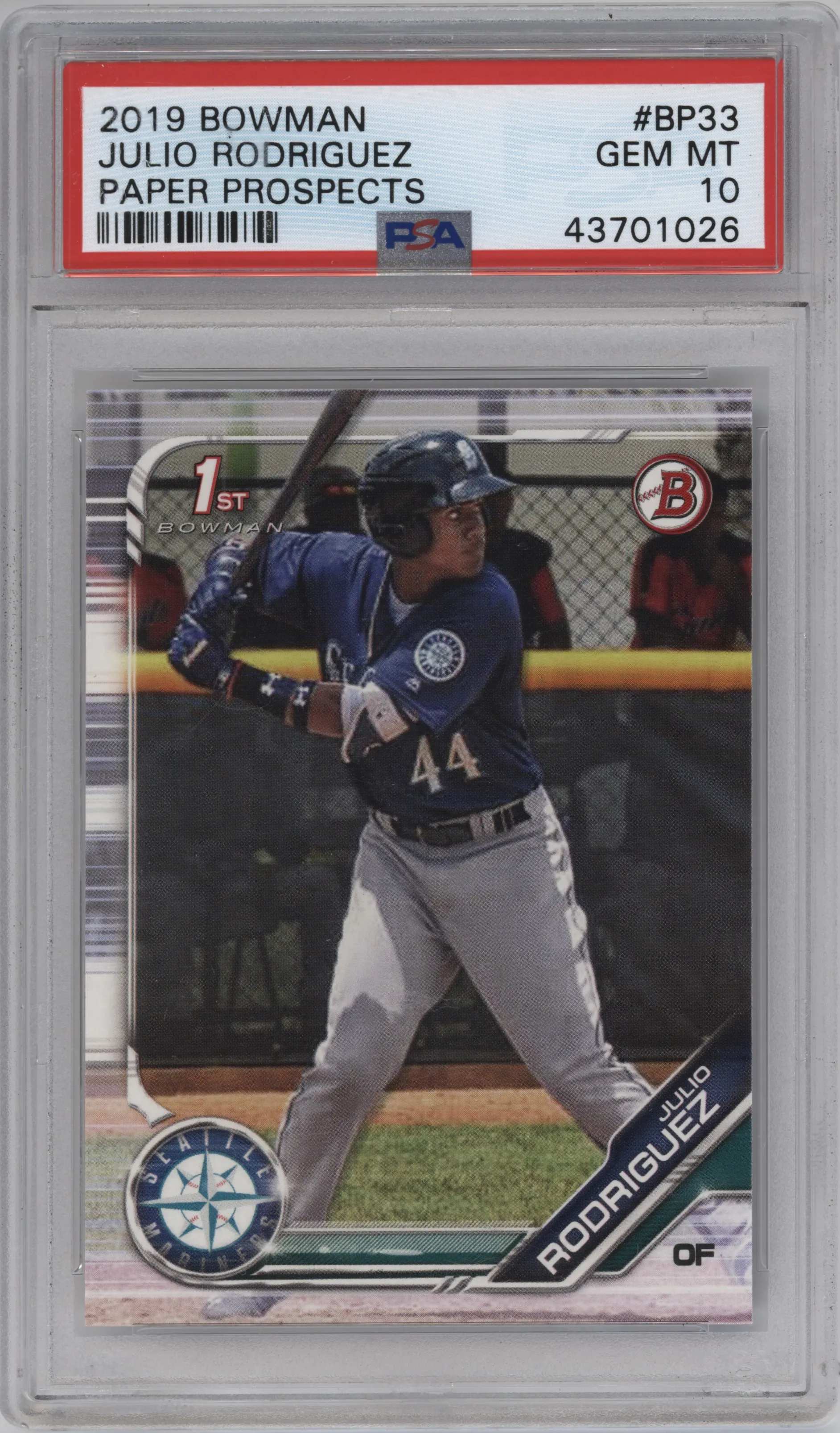 2019 Bowman Prospect Julio Rodriguez #BP-33 PSA 10