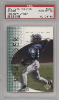 Ichiro Suzuki  from the 2001 UD Reserve set graded by PSA and given an overall grade of 10.