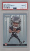 Michael Penix Jr. from the 2024 Panini Prizm set graded by PSA and given an overall grade of 10.