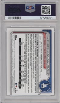 Yoshinobu Yamamoto from the 2024 Bowman Chrome set graded by PSA and given an overall grade of 10.