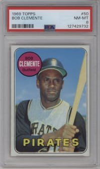 Bob Clemente from the 1969 Topps set graded by PSA and given an overall grade of 8.