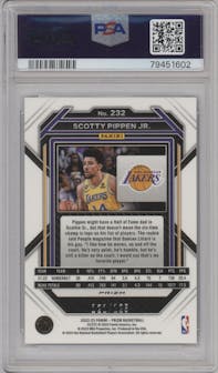 Scotty Pippen Jr. from the 2022-23 Panini Prizm  set featuring a Blue Ice parallel graded by PSA and given an overall grade of 10.