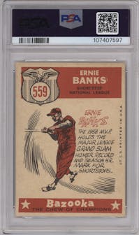 Ernie Banks from the 1959 Topps set graded by PSA and given an overall grade of 4.