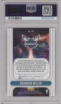 Brandon Miller from the 2023-24 Panini Phoenix set featuring a Gold International parallel graded by PSA and given an overall grade of 10.
