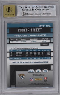 Trevor Lawrence from the 2021 Panini Contenders   set graded by Beckett and given an overall grade of 8.5.