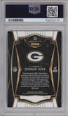 Jordan Love from the 2020 Panini Select set featuring a Silver Prizm parallel graded by PSA and given an overall grade of 10.