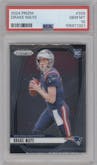 Drake Maye from the 2024 Panini Prizm set graded by PSA and given an overall grade of 10.