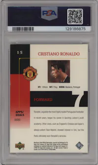 Cristiano Ronaldo from the 2003 Upper Deck Manchester United set graded by PSA and given an overall grade of 8.