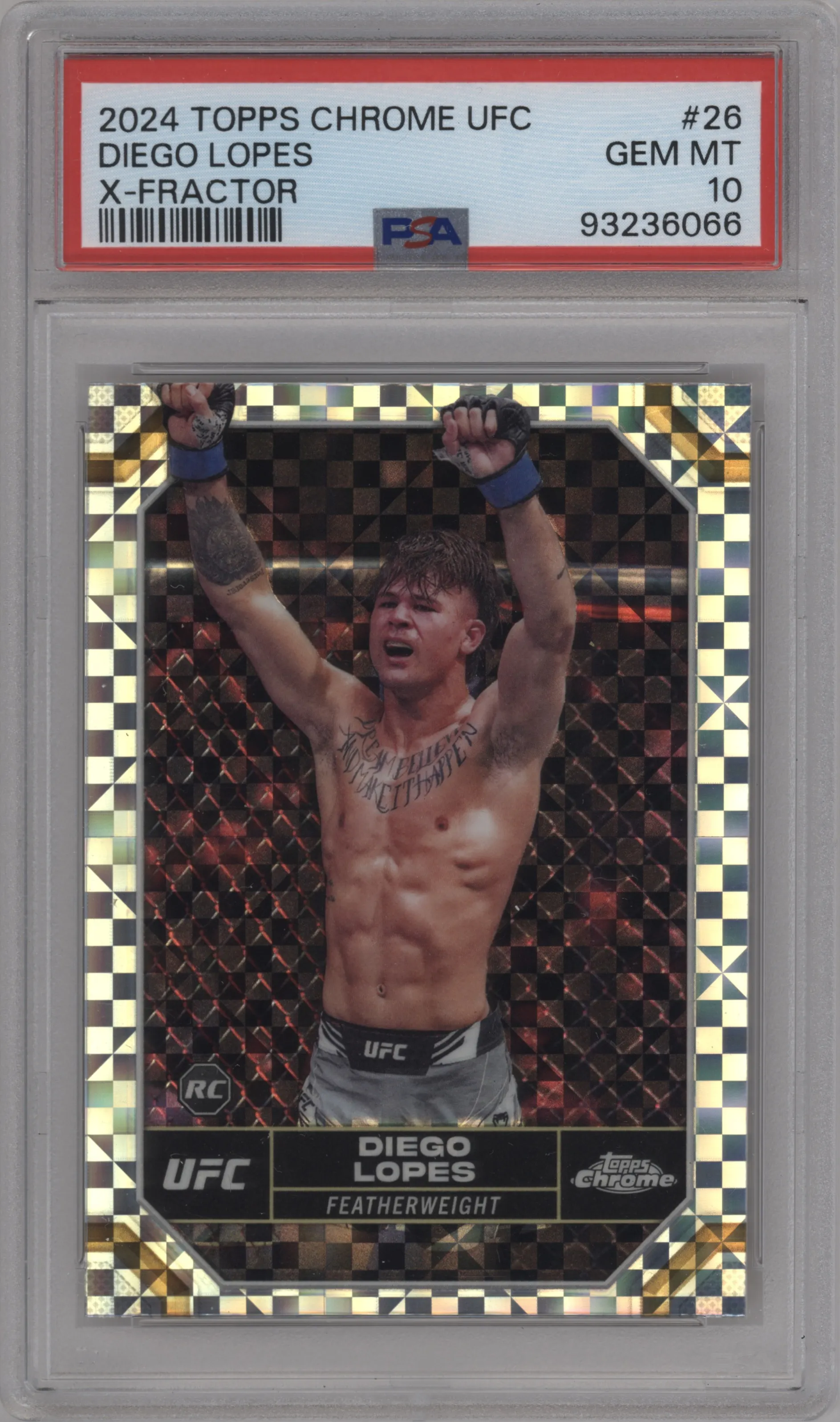 2024 Topps Chrome UFC Diego Lopes X-Fractor #26 PSA 10