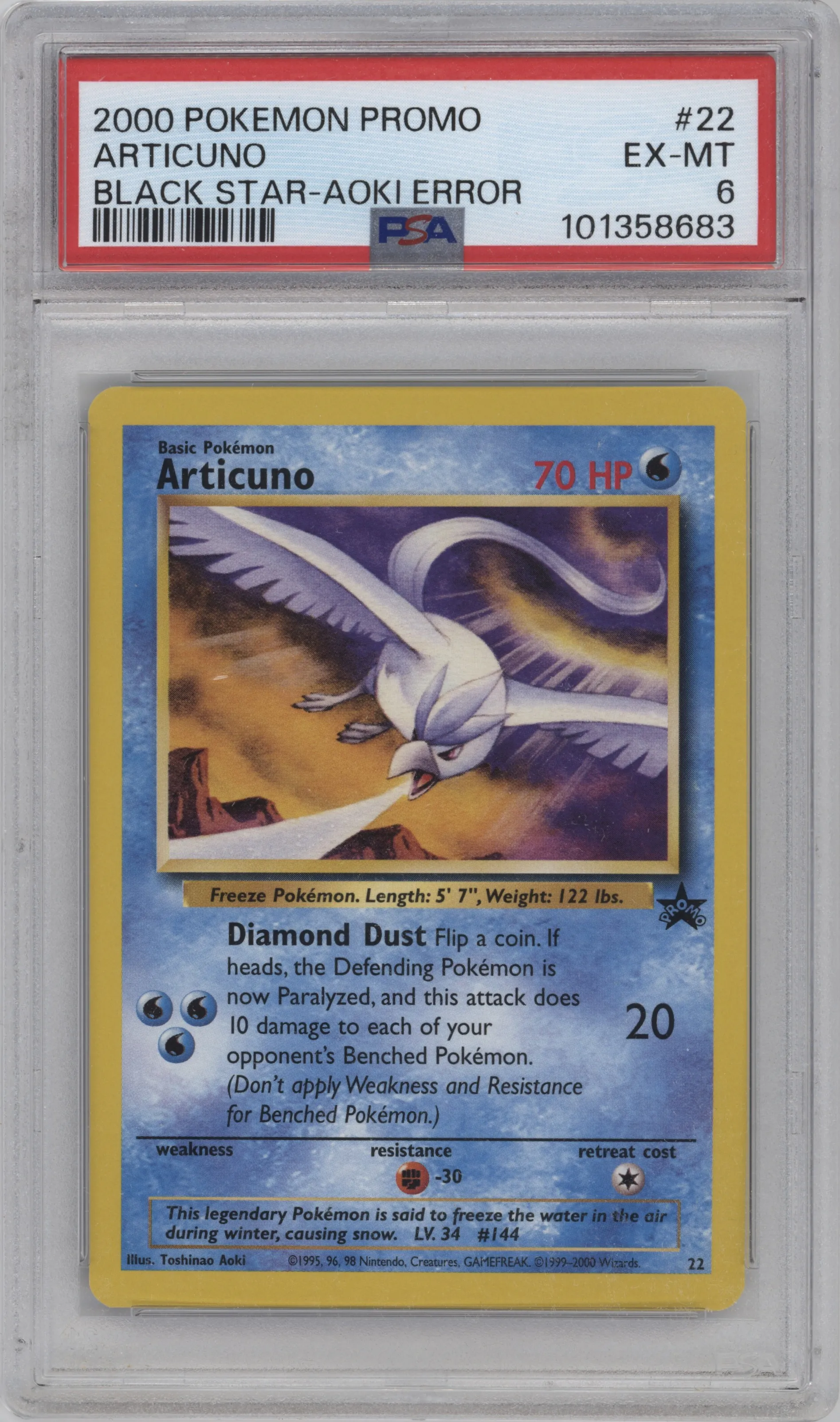 2000 Pokemon WoTC Articuno Aoki Error PSA 6