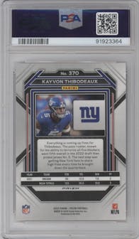 Kayvon Thibodeaux from the 2022 Panini Prizm set featuring a Orange Ice parallel graded by PSA and given an overall grade of 10.