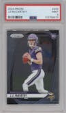 J.J. McCarthy from the 2024 Panini Prizm set graded by PSA and given an overall grade of 9.
