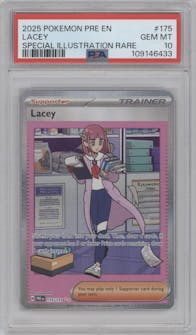 Lacey from the 2025 Pokemon SV set graded by PSA and given an overall grade of 10.