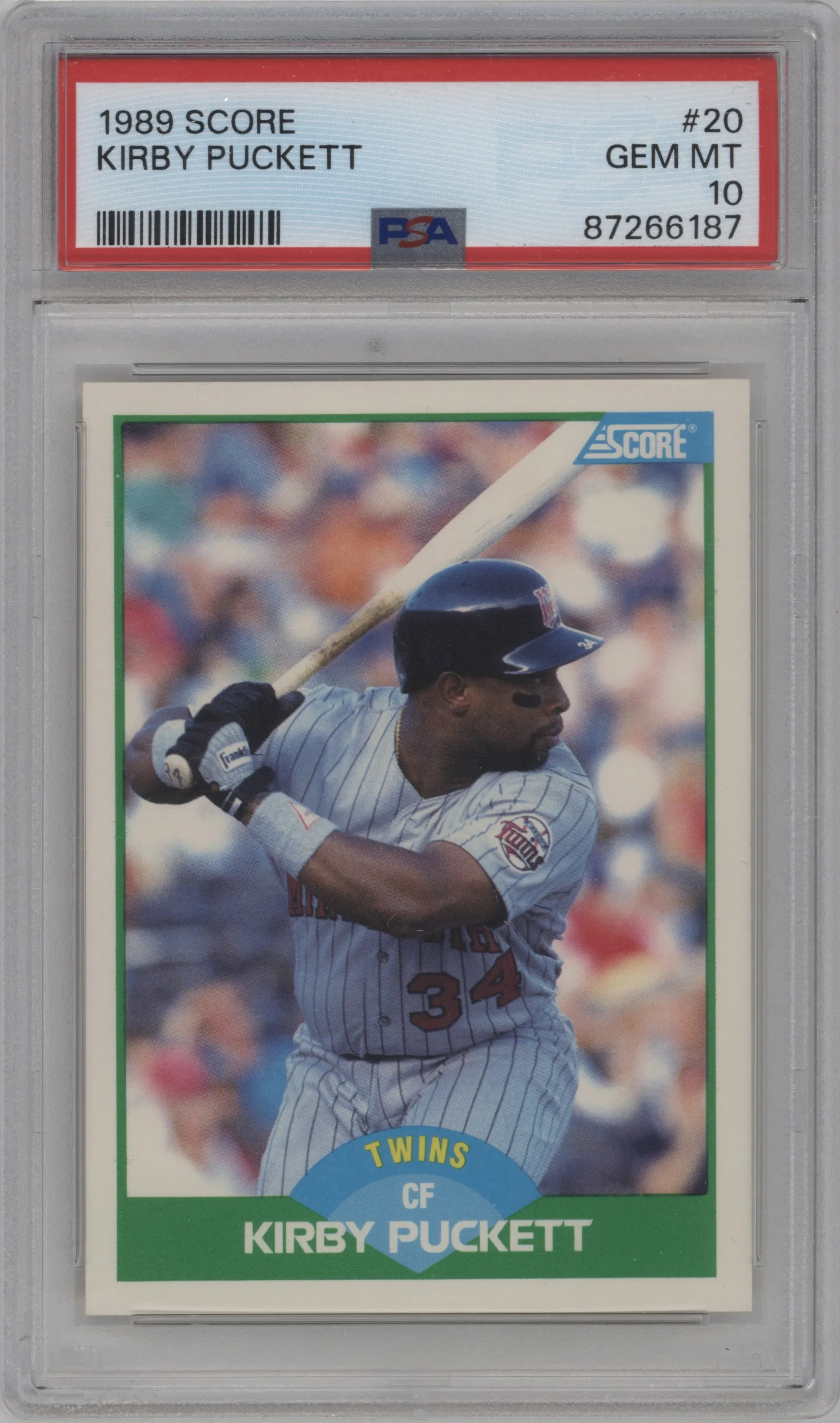 1989 Score Kirby Puckett PSA 10