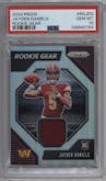 Jayden Daniels from the 2024 Panini Prizm set graded by PSA and given an overall grade of 10.