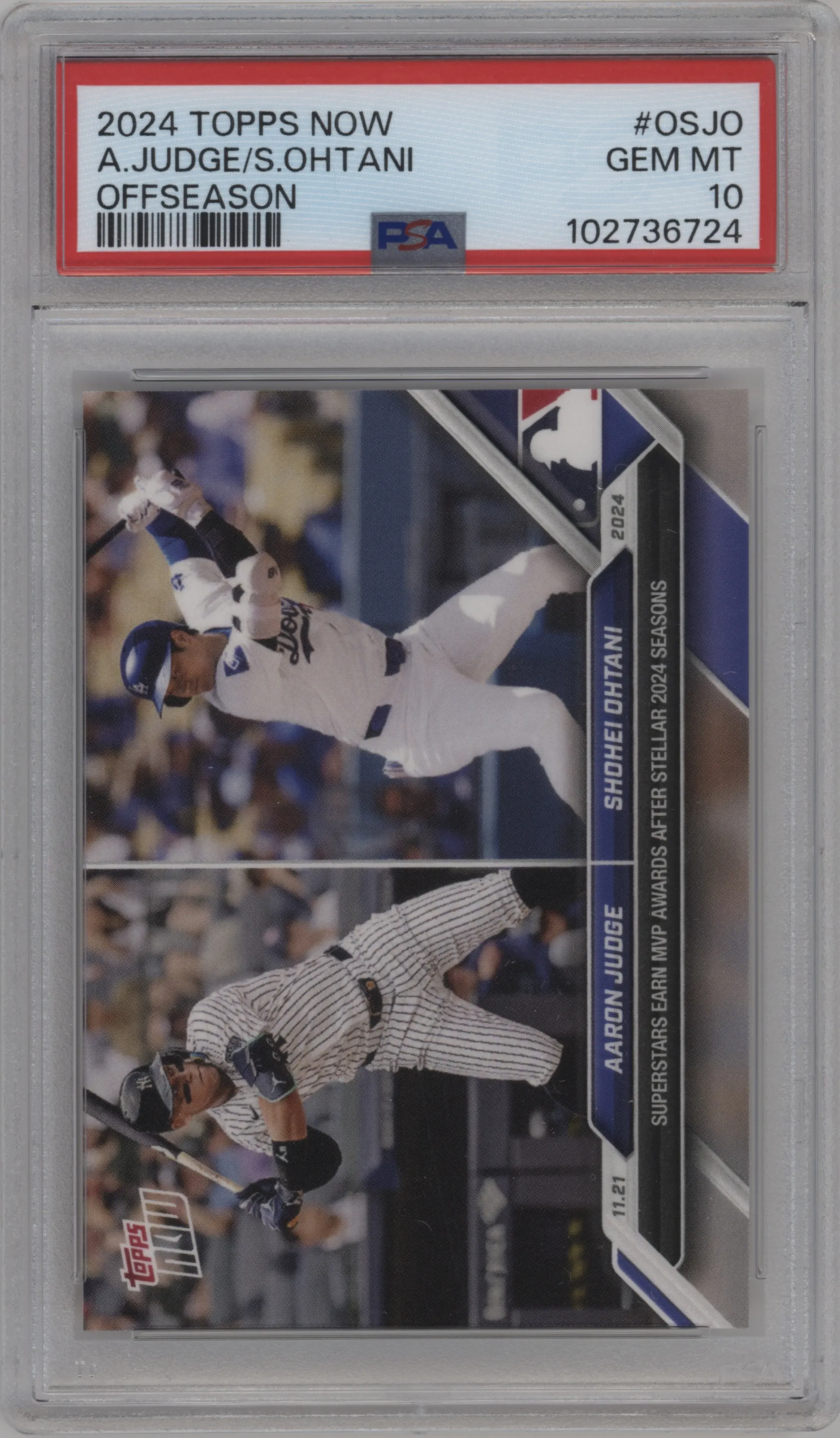 2024 Topps Now Off-Season Aaron Judge/Shohei Ohtani PSA 10