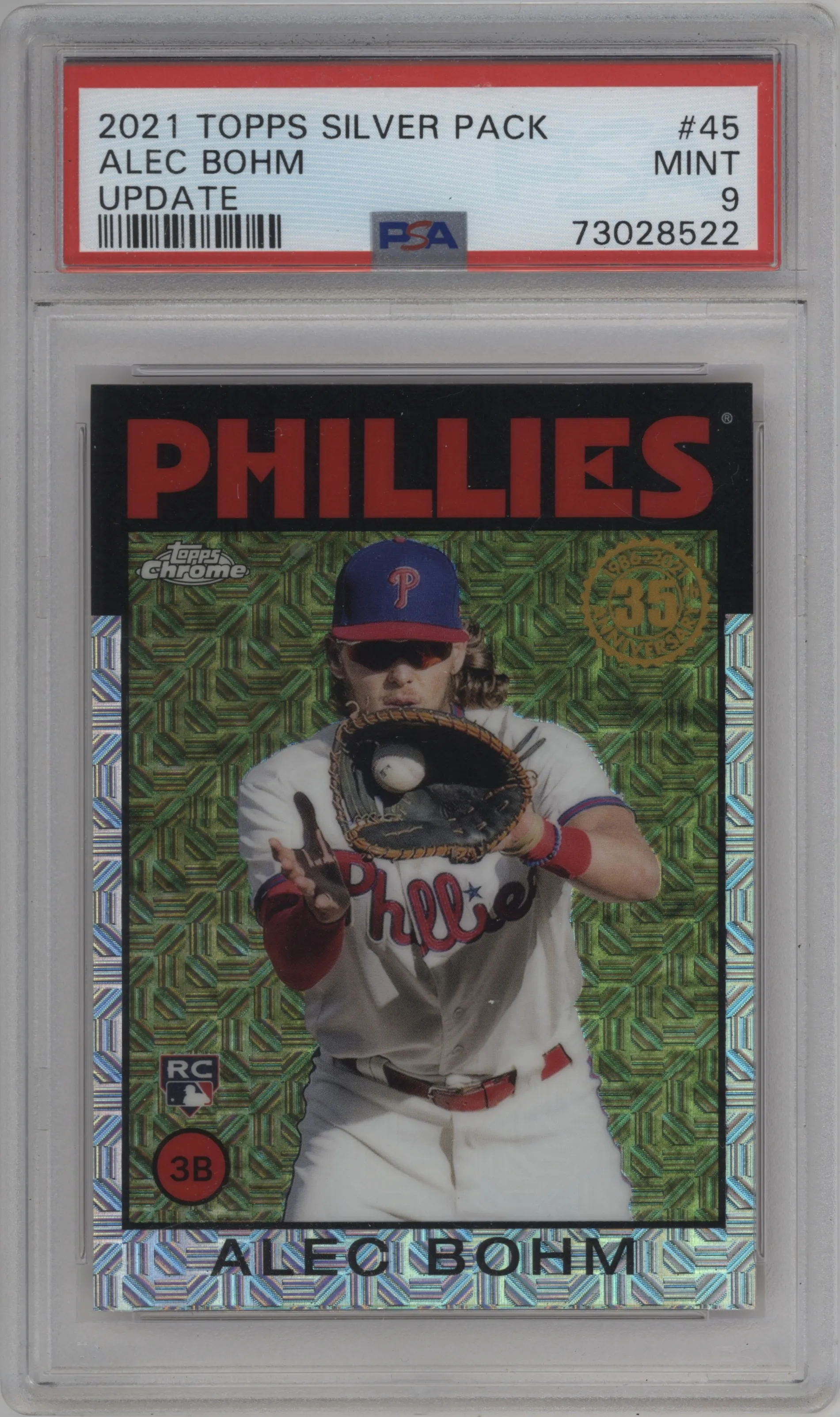 2021 Topps Silver Pack 1986 Topps Update Alec Bohm PSA 9