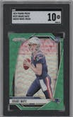 Drake Maye from the 2024 Panini Prizm set featuring a Green Wave parallel graded by SGC and given an overall grade of 10.