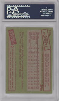 Kirby Puckett from the 1985 Topps set graded by PSA and given an overall grade of 10.